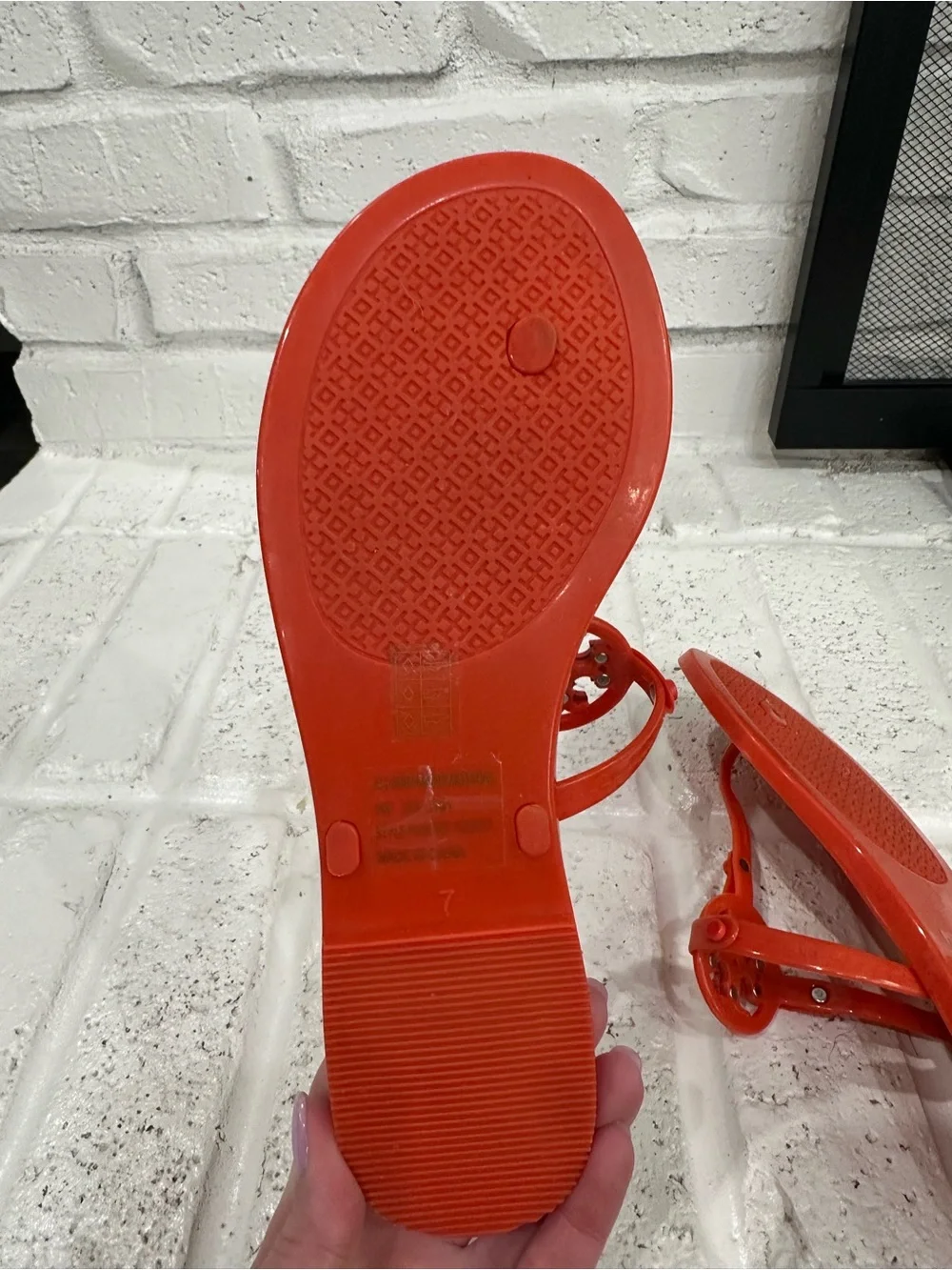 Tory Burch Mini Miller Red Jelly Logo Thong Sandals